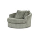 Ashley Lindy Oversize Round Swivel Accent Chair 55 Inch Gray 3 Throw Pillows BM331722