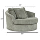 Ashley Lindy Oversize Round Swivel Accent Chair 55 Inch Gray 3 Throw Pillows BM331722