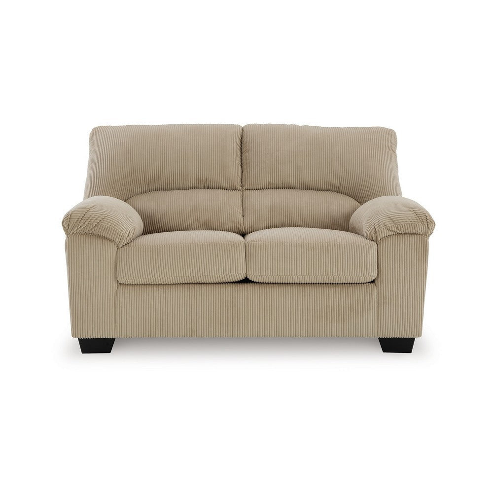 Ashley Simy Loveseat 63 Inch Modern Style Sand Beige Polyester Pillow Arms BM331726