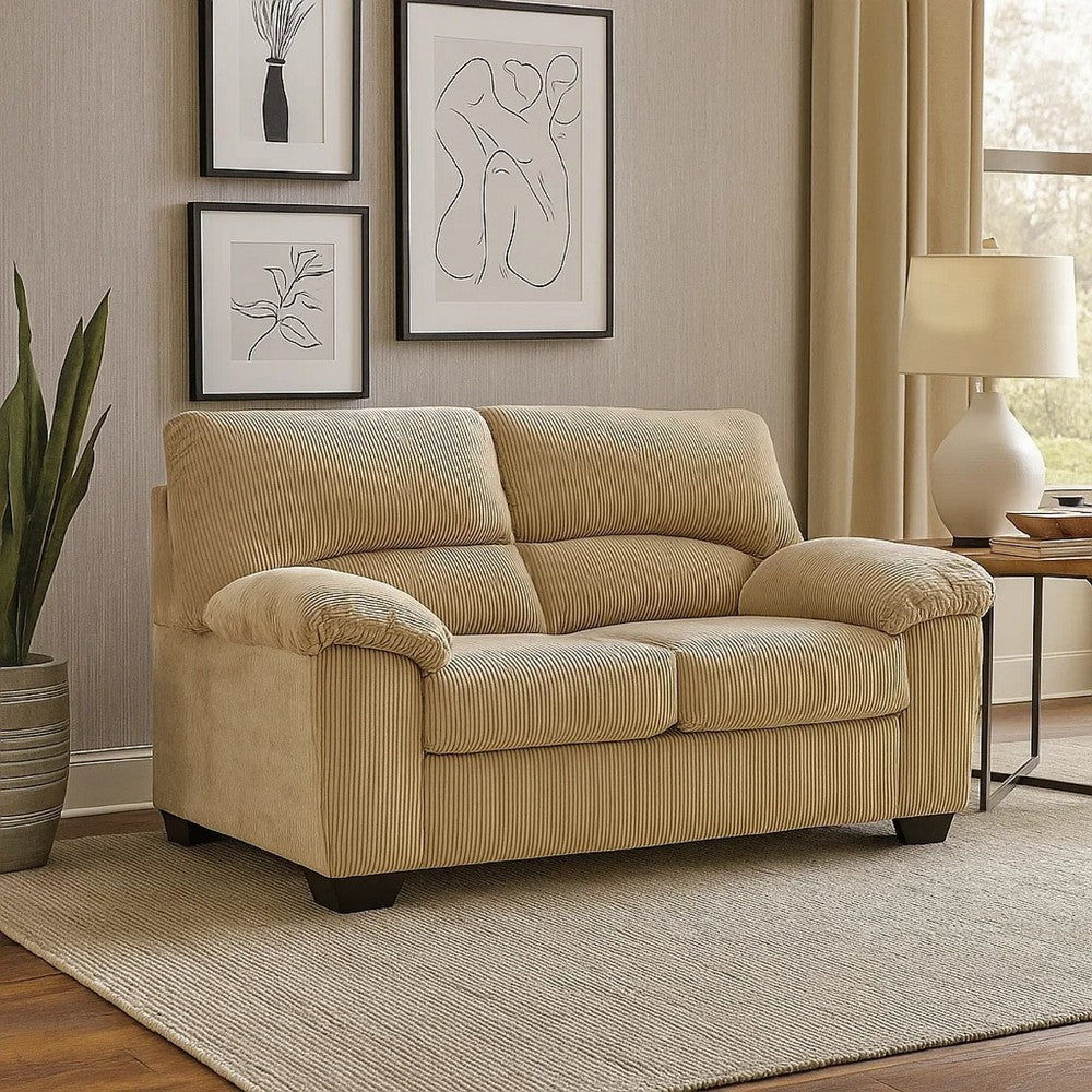 Ashley Simy Loveseat, 63 Inch Modern Style Sand Beige Polyester, Pillow Arms