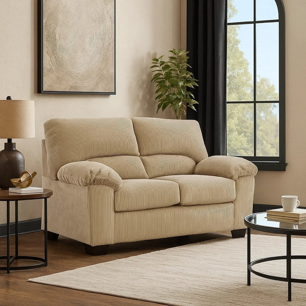 Ashley Simy Loveseat, 63 Inch Modern Style Sand Beige Polyester, Pillow Arms