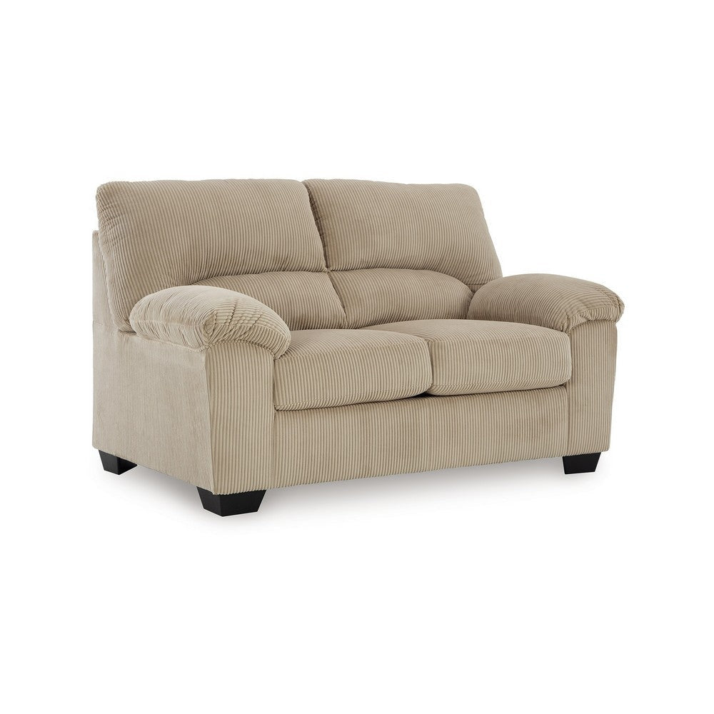 Ashley Simy Loveseat, 63 Inch Modern Style Sand Beige Polyester, Pillow Arms