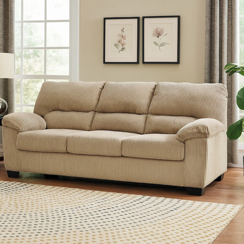 Ashley Simy Sofa, 83 Inch Modern Style Sand Beige Polyester, Pillow Top Arms
