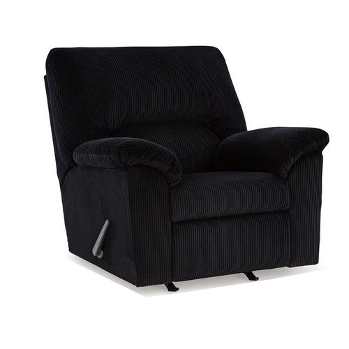 Ashley Simy Manual Recliner Accent Chair, 40 Inch Black Polyester Corduroy