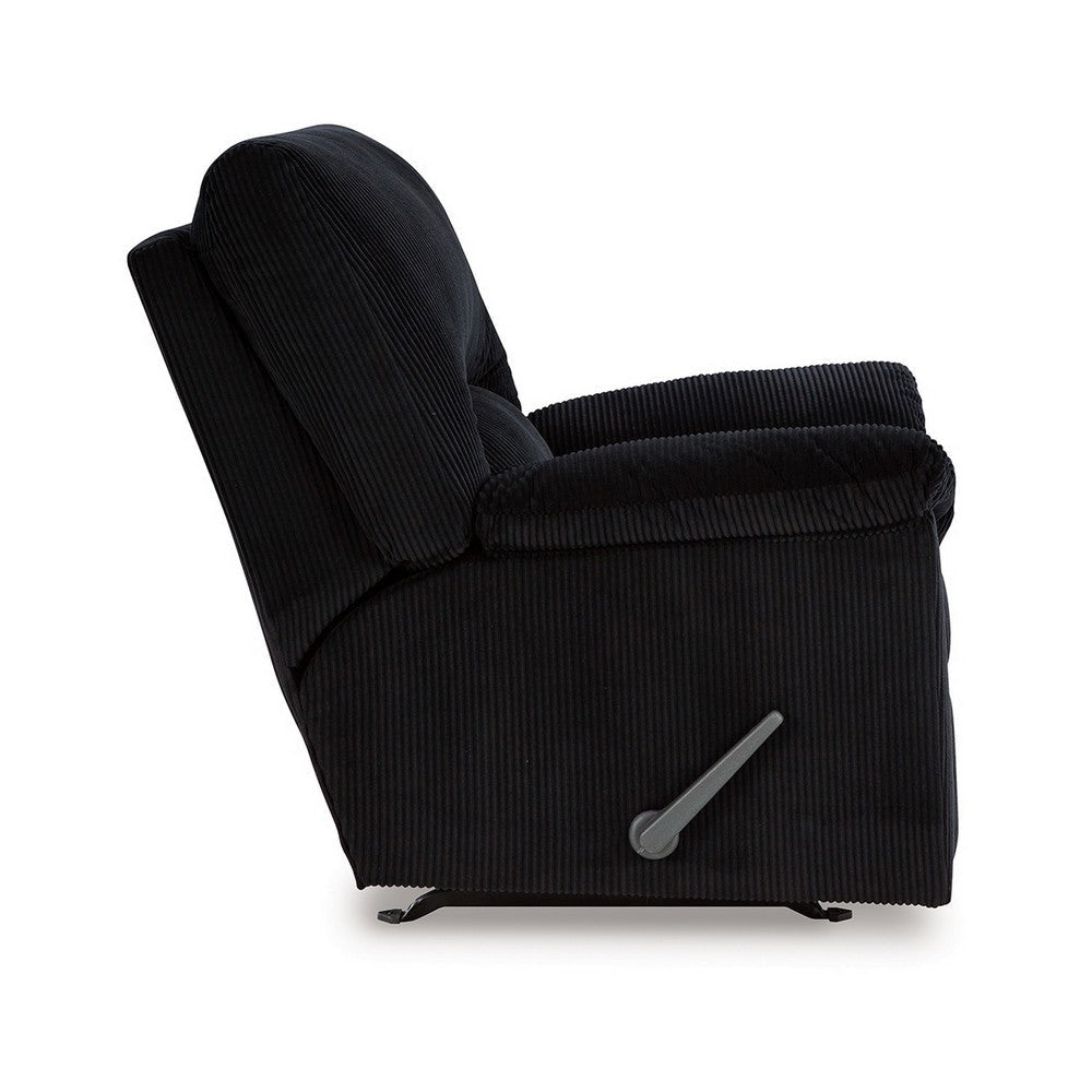 Ashley Simy Manual Recliner Accent Chair 40 Inch Black Polyester Corduroy BM331728