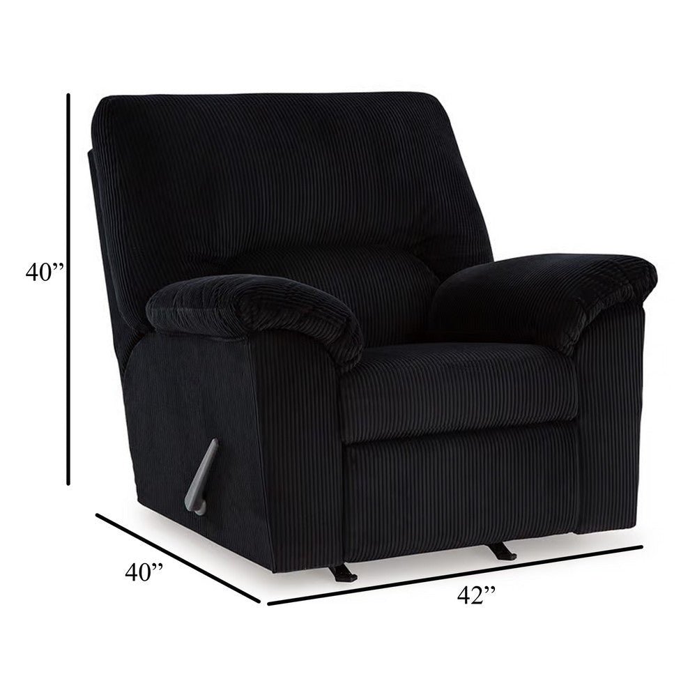 Ashley Simy Manual Recliner Accent Chair 40 Inch Black Polyester Corduroy BM331728