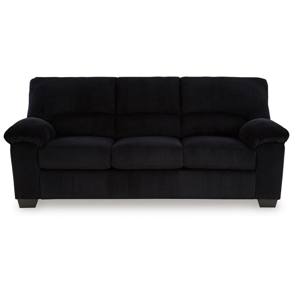 Ashley Simy Sofa 83 Inch Black Polyester Corduroy Modern Plush Pillow Arms