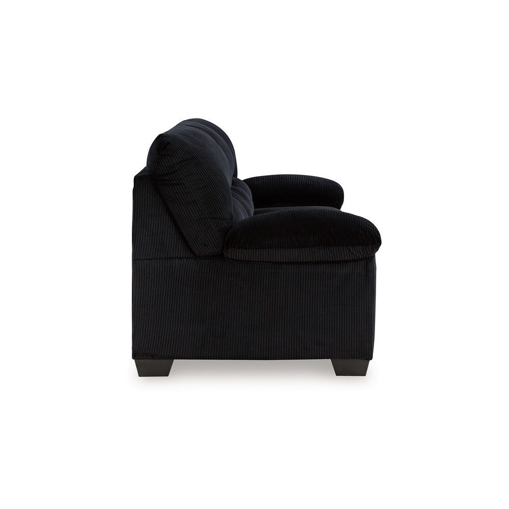 Ashley Simy Sofa 83 Inch Black Polyester Corduroy Modern Plush Pillow Arms
