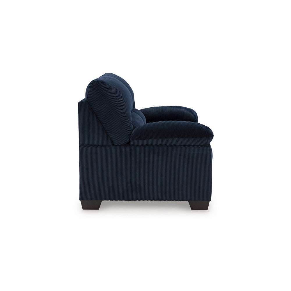 Ashley Simy Loveseat 63 Inch Navy Blue Corduroy Modern Pillow Top Arms BM331731