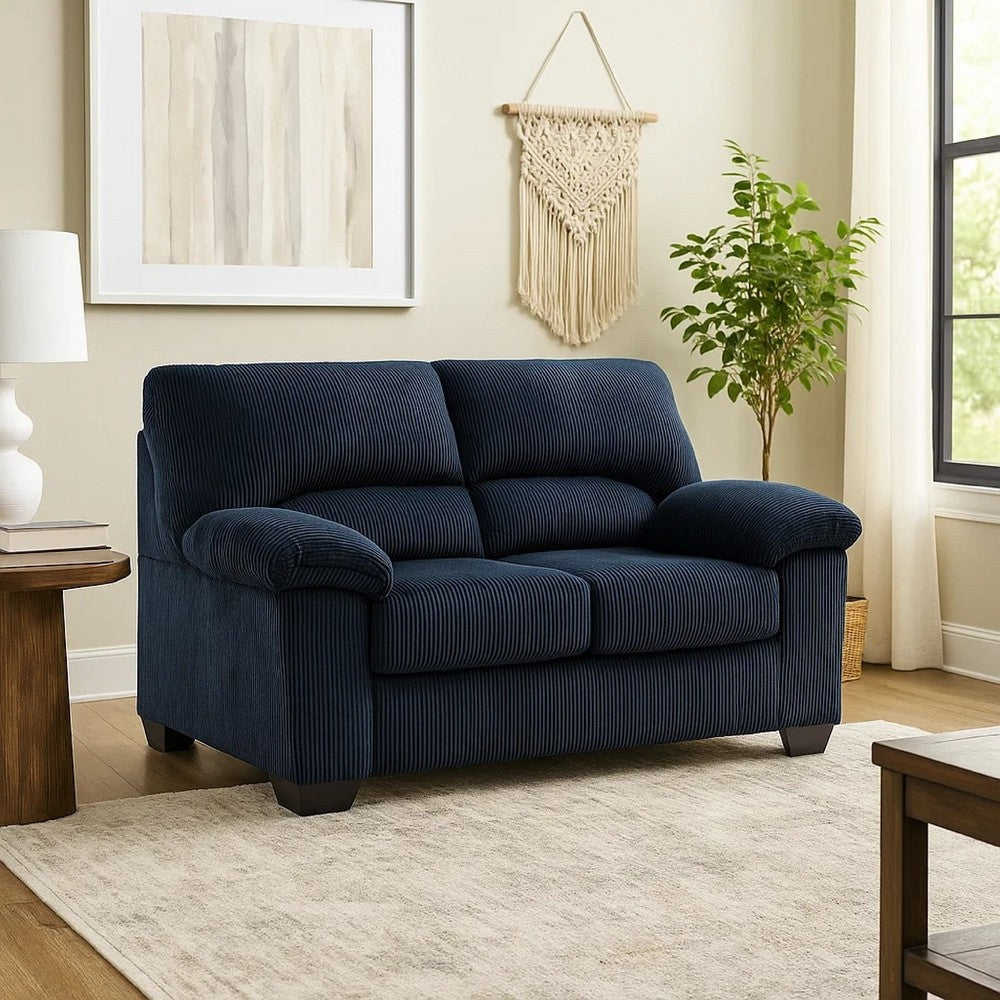 Ashley Simy Loveseat, 63 Inch Navy Blue Corduroy, Modern Pillow Top Arms