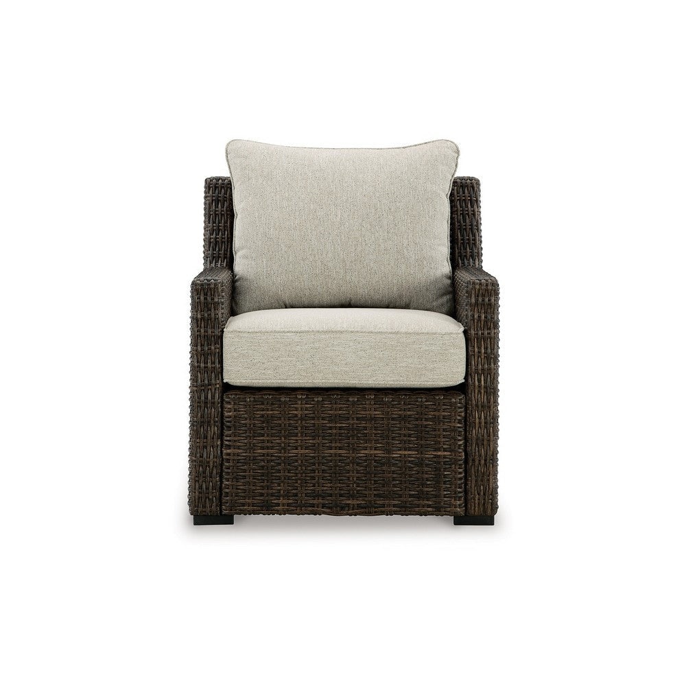 Ashley Soha Outdoor Lounge Chair Brown Resin Wicker Beige Nuvella Cushions BM331734