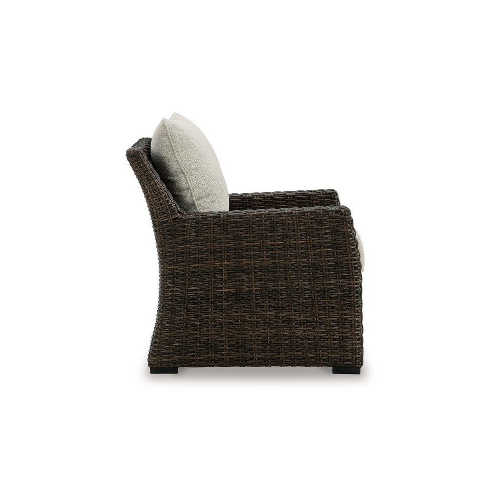 Ashley Soha Outdoor Lounge Chair Brown Resin Wicker Beige Nuvella Cushions BM331734