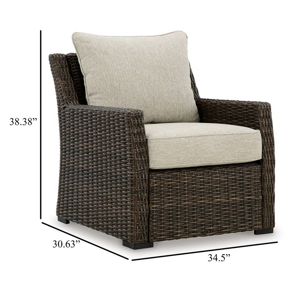 Ashley Soha Outdoor Lounge Chair Brown Resin Wicker Beige Nuvella Cushions BM331734