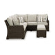 Ashley Soha Outdoor 3pc Sectional Sofa Brown Wicker Beige Nuvella Cushions BM331735
