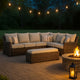 Ashley Soha Outdoor 3pc Sectional Sofa, Brown Wicker, Beige Nuvella Cushions