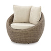 Ashley Swivel Outdoor Lounge Chair Set of 2, Beige Wicker, Nuvella Cushions