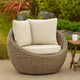 Ashley Swivel Outdoor Lounge Chair Set of 2, Beige Wicker, Nuvella Cushions