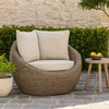 Ashley Swivel Outdoor Lounge Chair Set of 2, Beige Wicker, Nuvella Cushions