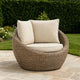 Ashley Swivel Outdoor Lounge Chair Set of 2, Beige Wicker, Nuvella Cushions