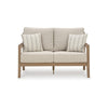 Ashley Karo Outdoor Loveseat 53 Inch 2 Accent Pillows Beige Nuvella Fabric BM331737
