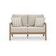 Ashley Karo Outdoor Loveseat 53 Inch 2 Accent Pillows Beige Nuvella Fabric BM331737
