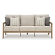 Ashley Karo Outdoor Sofa 77 Inch 4 Accent Pillows Beige Nuvella Fabric BM331738
