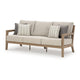 Ashley Karo Outdoor Sofa 77 Inch 4 Accent Pillows Beige Nuvella Fabric BM331738