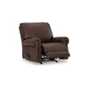 Ashley Reeve Manual Recliner Chair, Nailhead Trim, Dark Brown Leather Blend