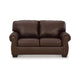 Ashley Reeve Loveseat Rolled Arms Nailhead Trim Dark Brown Leather 67 Inch BM331745
