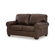 Ashley Reeve Loveseat Rolled Arms Nailhead Trim Dark Brown Leather 67 Inch BM331745