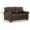 Ashley Reeve Loveseat Rolled Arms Nailhead Trim Dark Brown Leather 67 Inch BM331745