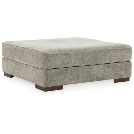 Ashley Nexy Oversize Ottoman, Modern Style Smoke Gray Chenille 51 Inch Square