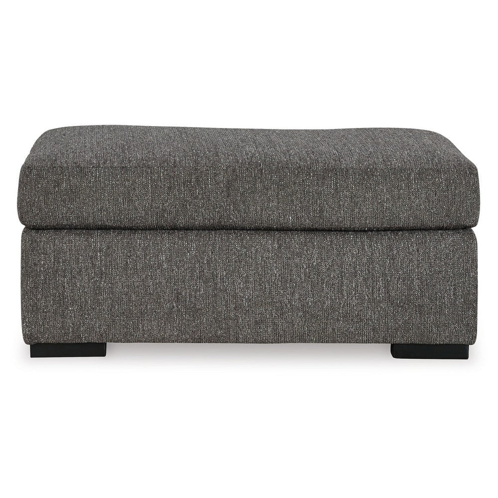 Ashley Iqay Accent Ottoman Black Faux Wood Pewter Gray Polyester 44 Inch BM331748