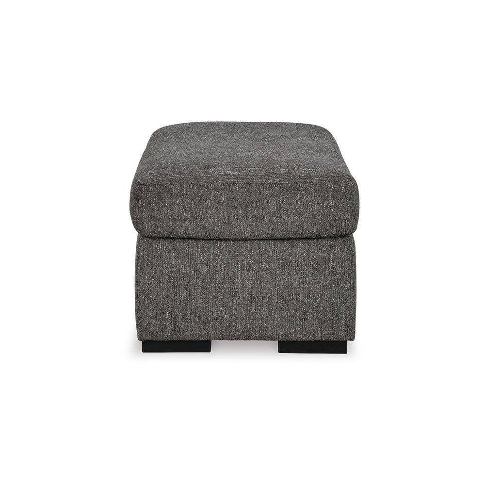 Ashley Iqay Accent Ottoman Black Faux Wood Pewter Gray Polyester 44 Inch BM331748
