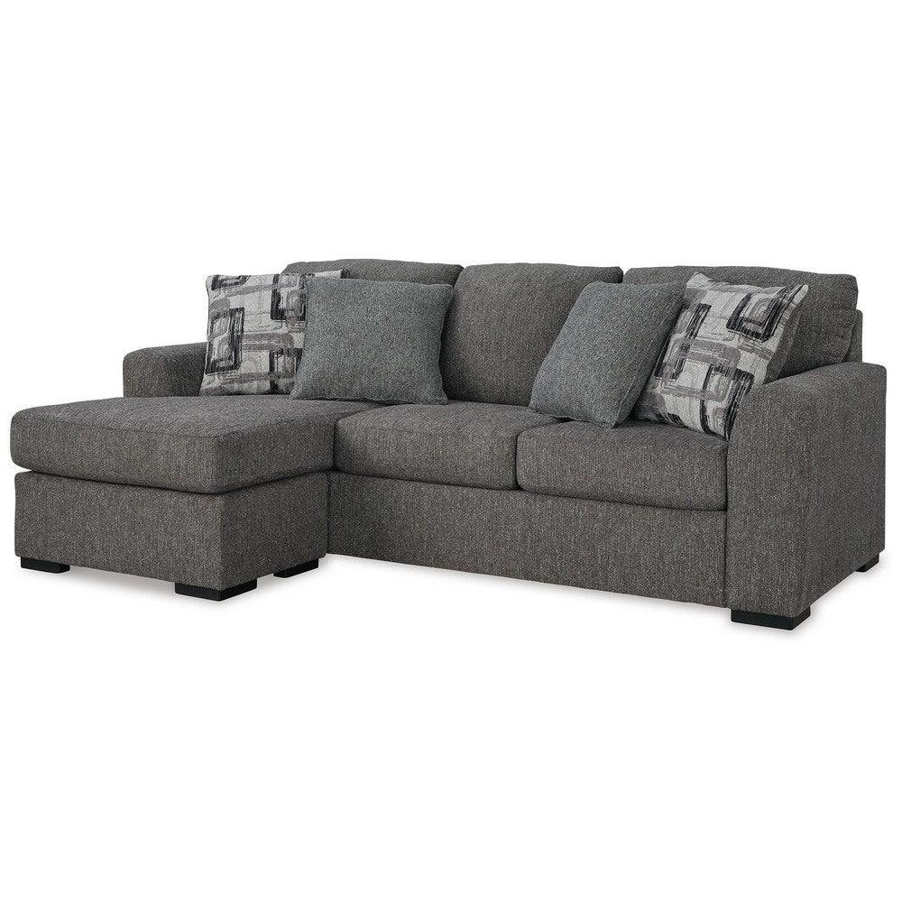 Ashley Iqay Sectional Sofa Chaise, 4 Pillows, Pewter Gray Polyester 101 Inch