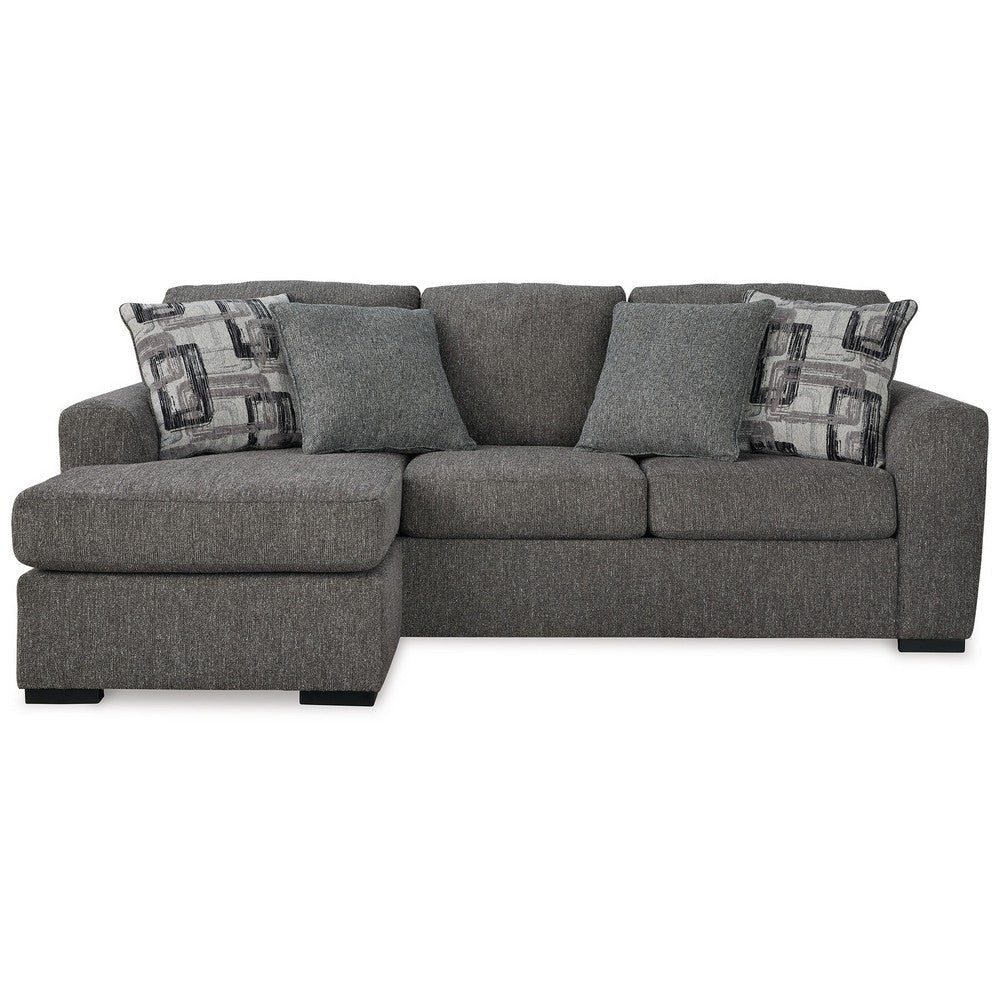 Ashley Iqay Sectional Sofa Chaise 4 Pillows Pewter Gray Polyester 101 Inch BM331749