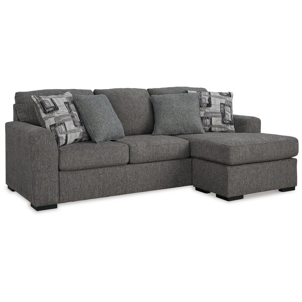 Ashley Iqay Sectional Sofa Chaise 4 Pillows Pewter Gray Polyester 101 Inch BM331749
