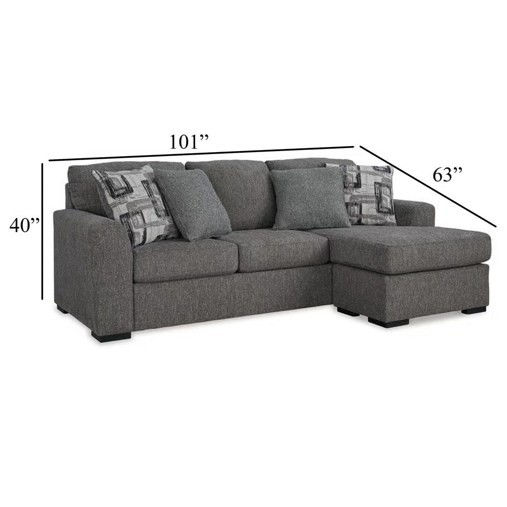 Ashley Iqay Sectional Sofa Chaise 4 Pillows Pewter Gray Polyester 101 Inch BM331749
