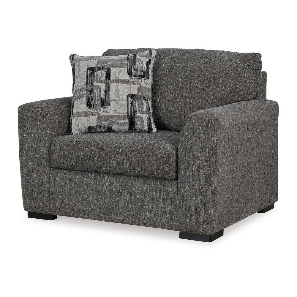 Ashley Iqay Oversized Accent Chair 1 Throw Pillow Pewter Gray Polyester BM331750