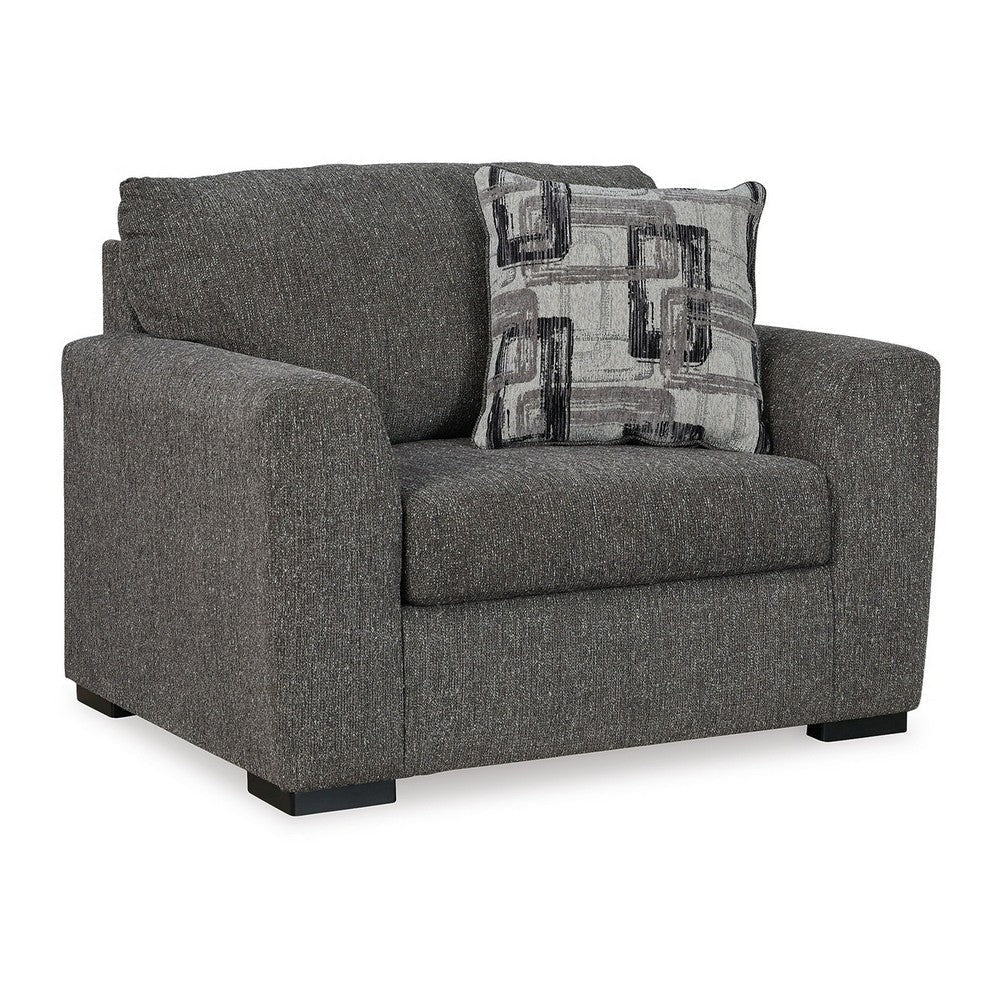 Iqay Oversized Accent Chair, 1 Throw Pillow, Pewter Gray Polyester