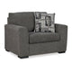 Iqay Oversized Accent Chair, 1 Throw Pillow, Pewter Gray Polyester
