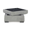 Ashley Viney Storage Ottoman with 4 Cupholders Cement Gray Polyester 37 Inch BM331753
