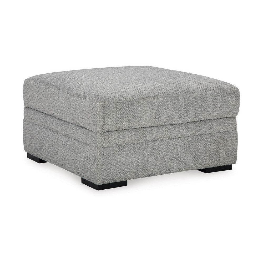 Ashley Viney Storage Ottoman with 4 Cupholders, Cement Gray Polyester 37 Inch