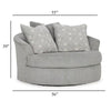 Ashley Viney Swivel Round Oversize Chair 3 Pillows Cement Gray Polyester BM331754