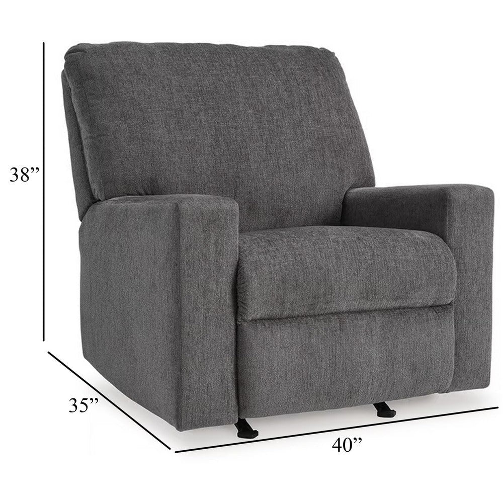 Ashley Anise Manual Rocker Recliner Chair Pull Tab Pewter Gray Polyester BM331755