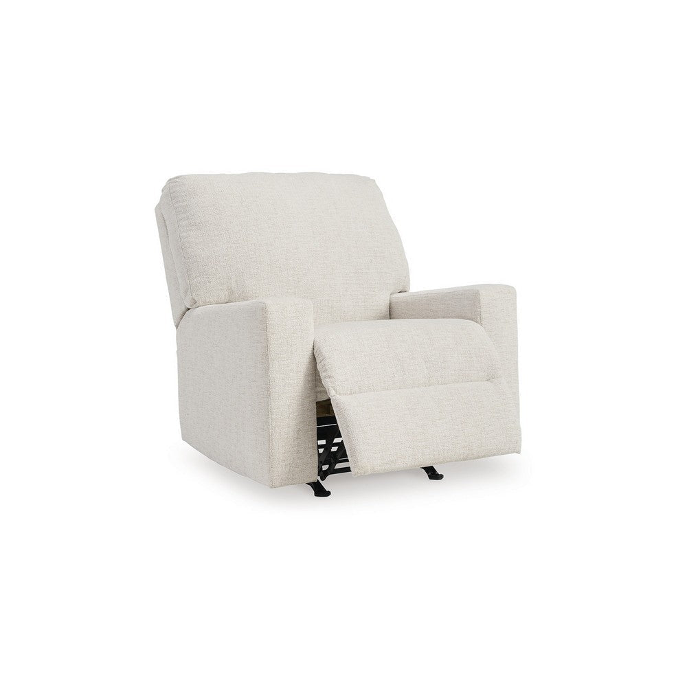 Ashley Anise Manual Rocker Recliner Chair Pull Tab Snow White Polyester BM331756