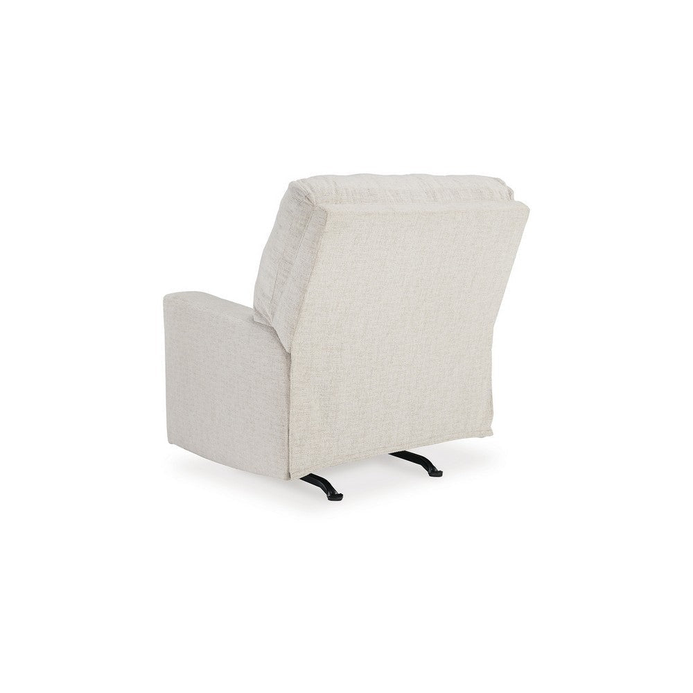 Ashley Anise Manual Rocker Recliner Chair Pull Tab Snow White Polyester BM331756