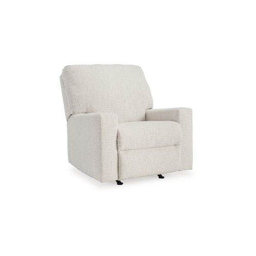 Ashley Anise Manual Rocker Recliner Chair, Pull Tab, Snow White Polyester