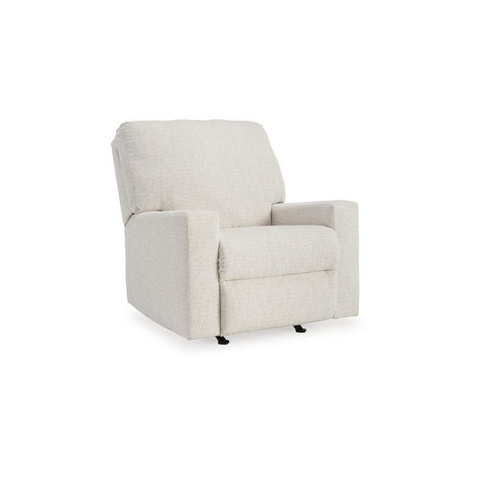 Ashley Anise Manual Rocker Recliner Chair, Pull Tab, Snow White Polyester