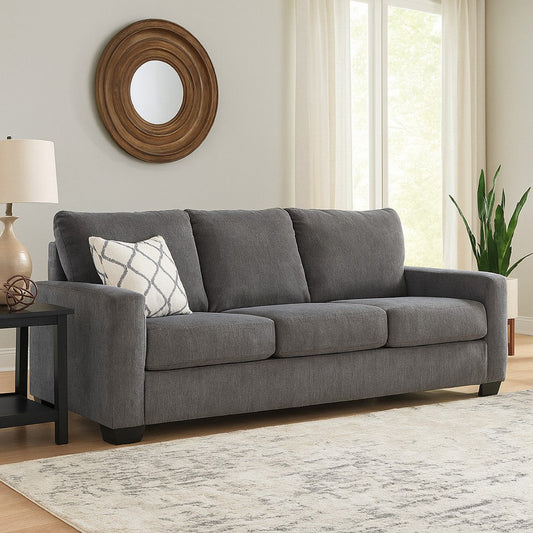 Ashley Anise Sofa Sleeper with Queen Size Pull Out Bed, Pewter Gray Polyester